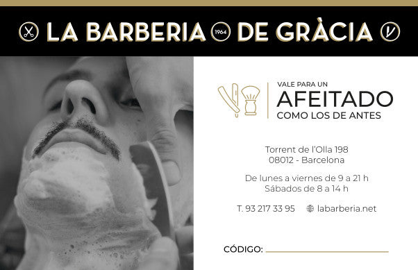 Vale regalo afeitado - Val regal afaitat - Classic shave gift certificate